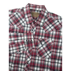 Wrangler Retro Long Sleeve Pearl Snap Pockets Red Black Men’s Large NWOT